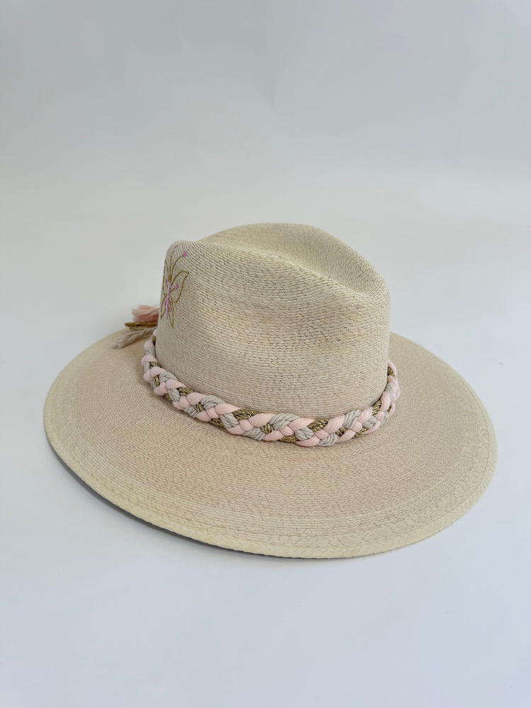 
                  
                    White Palm Hat with Pastel Butterfly Band
                  
                