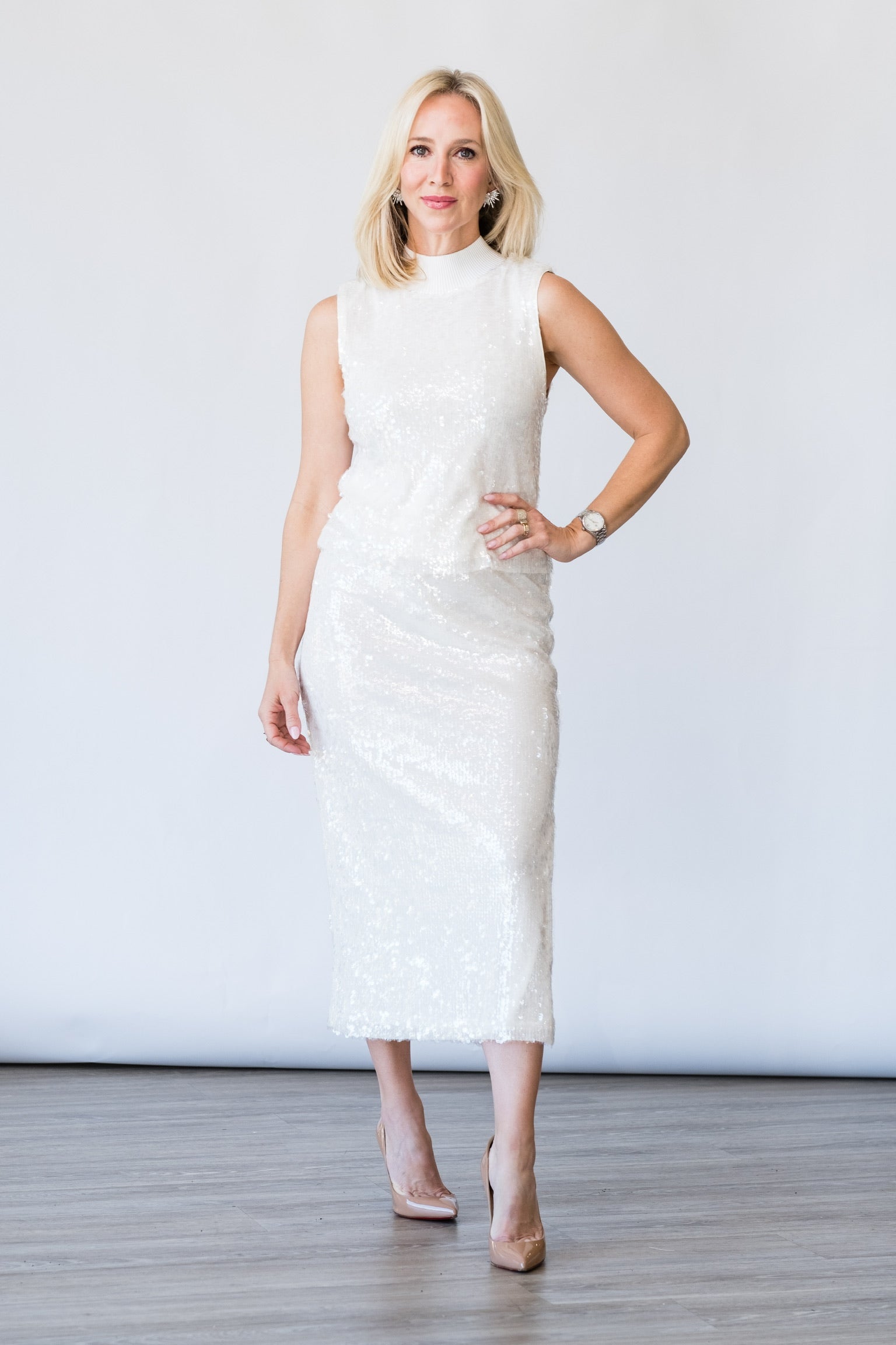 Cellina Top in Winter White Sequin - Lukka Boutique