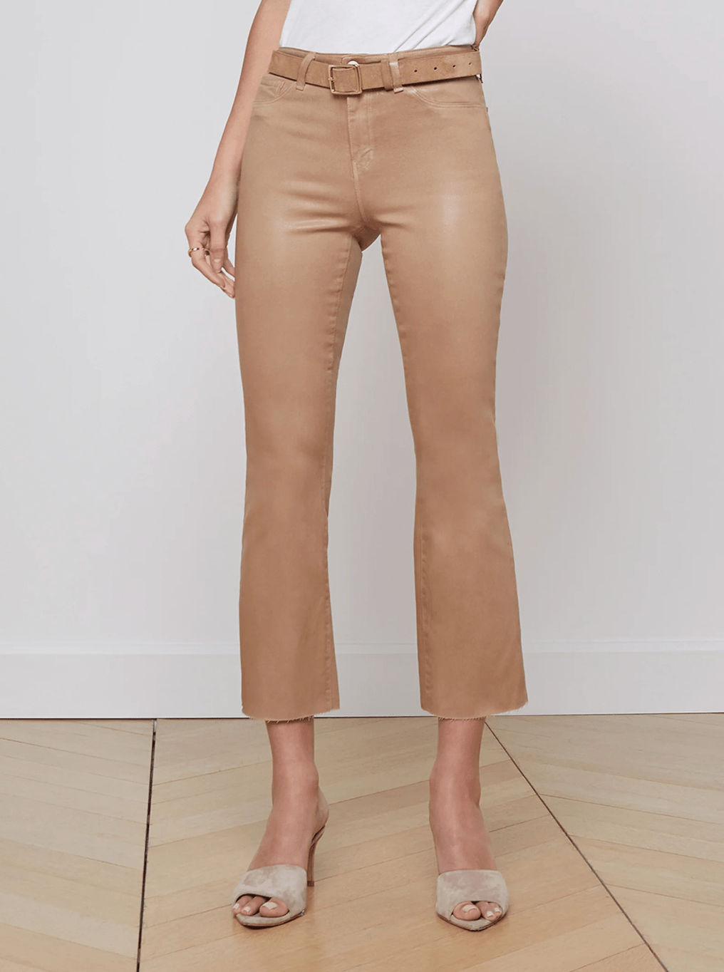 Kendra Coated Crop High Rise Flare - Lukka Boutique