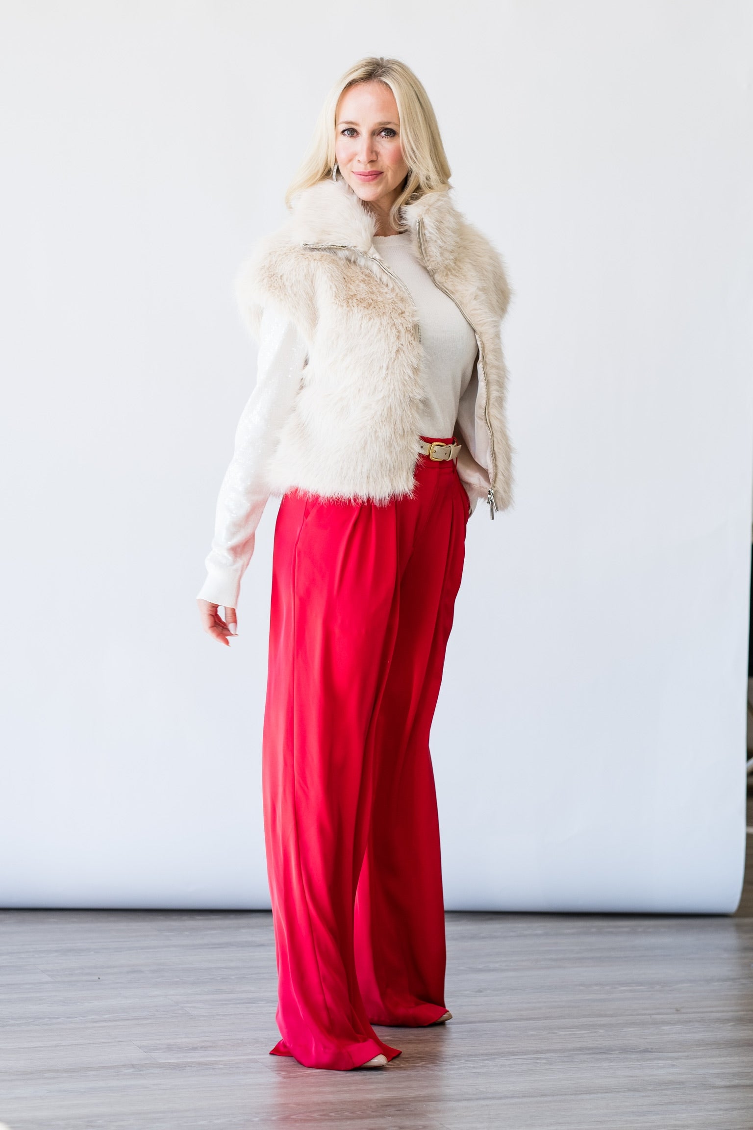 Silky Fur Vest in Almond Cream - Lukka Boutique