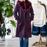 Laney Faux Fur Coat in Sangria/Midnight Jacquard