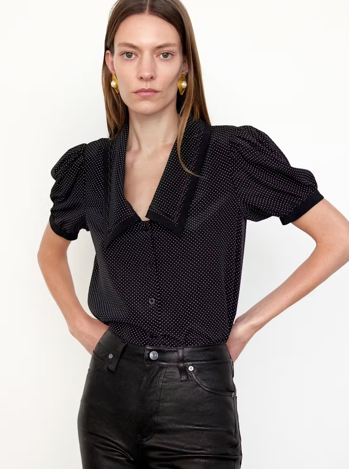 
                  
                    The Polka Dot Sailor Blouse in Black Multi
                  
                