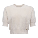 Guinevere Cropped Crew Neck Sweater in Vintage White - Lukka Boutique
