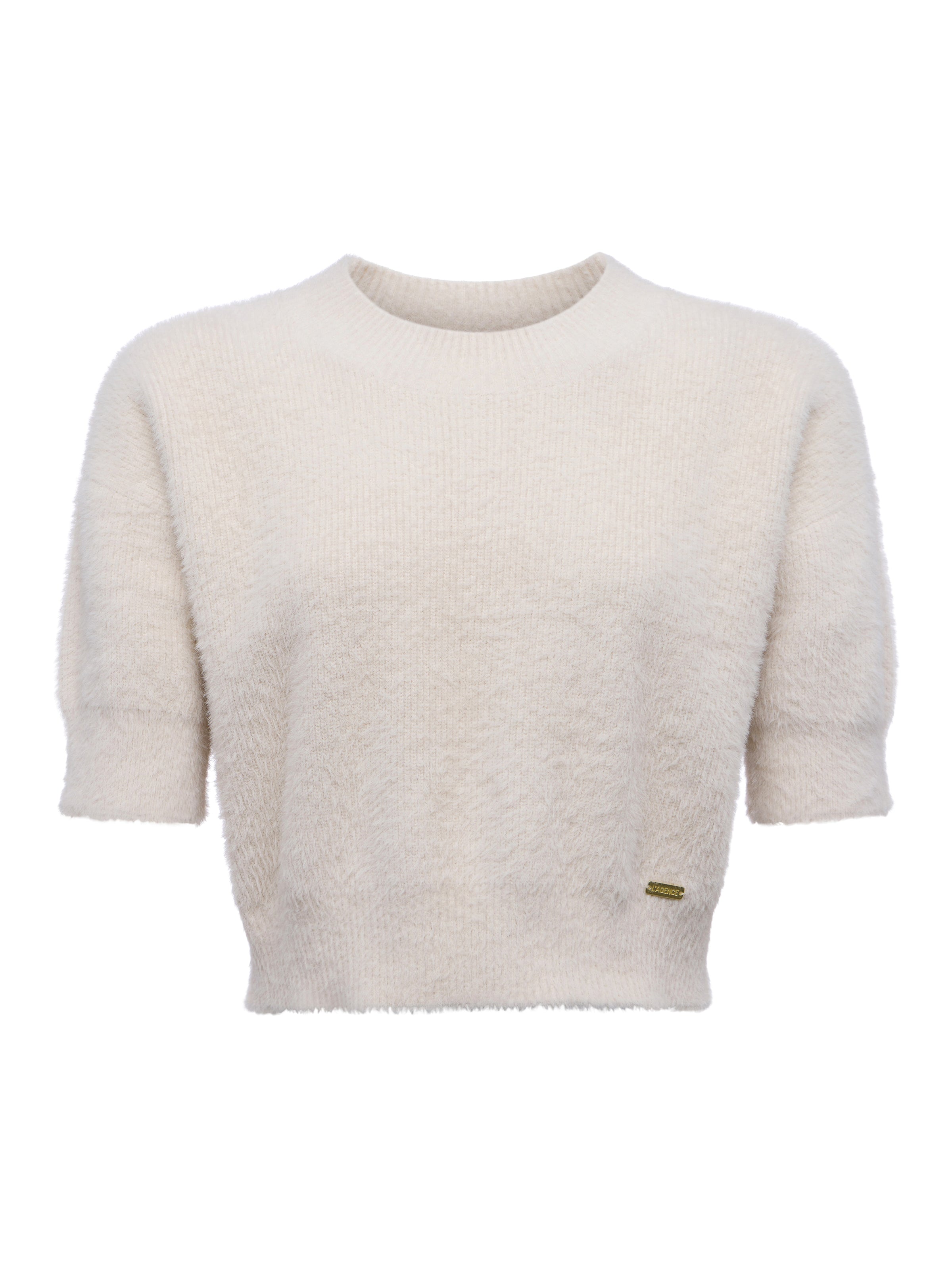 Guinevere Cropped Crew Neck Sweater in Vintage White - Lukka Boutique