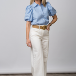 Cora Denim Pant in Eggshell - Lukka Boutique
