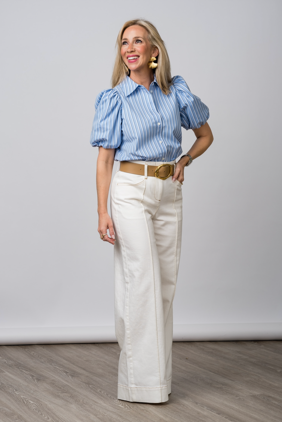Cora Denim Pant in Eggshell - Lukka Boutique