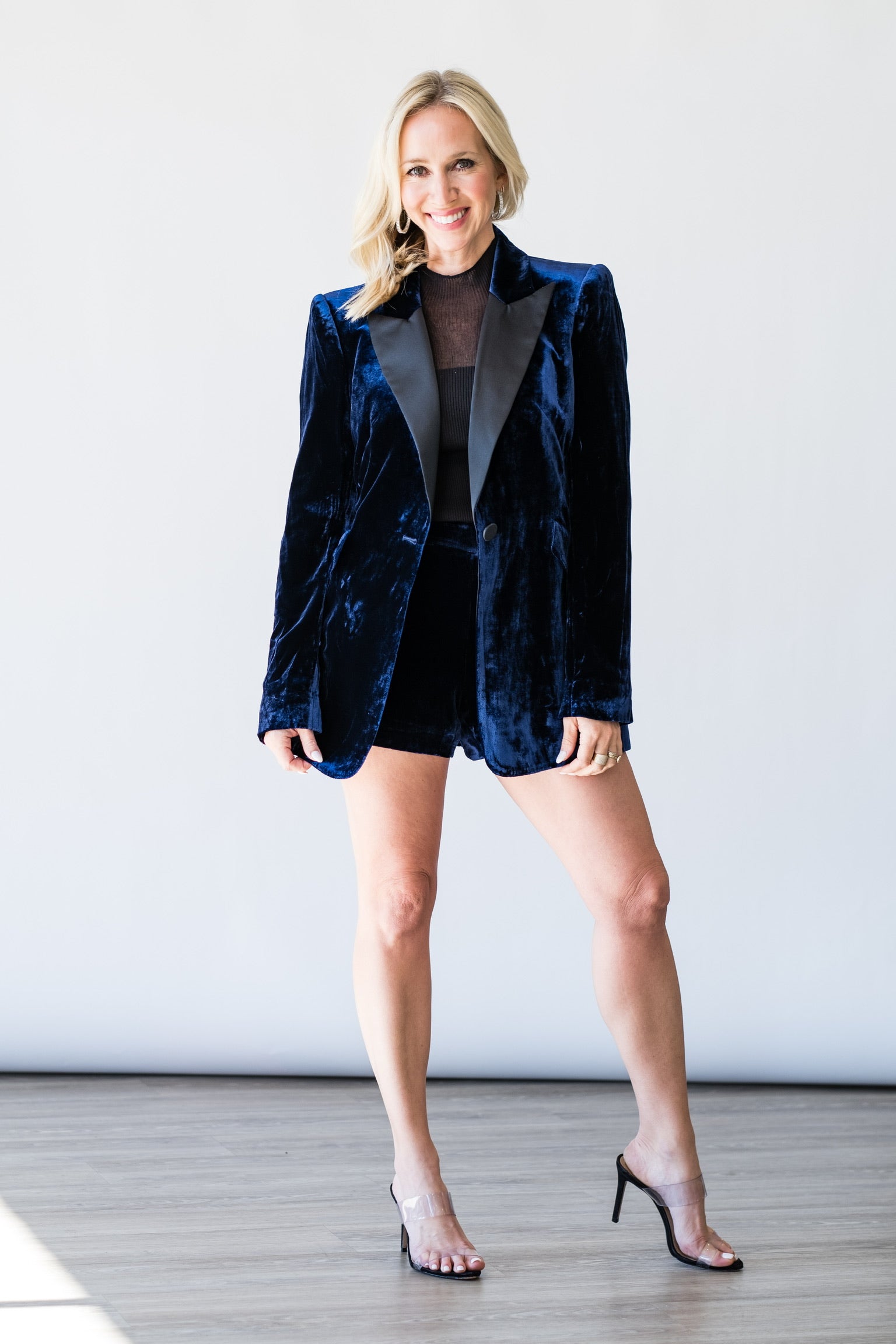 Sheila Structured Tuxedo Blazer in Midnight - Lukka Boutique