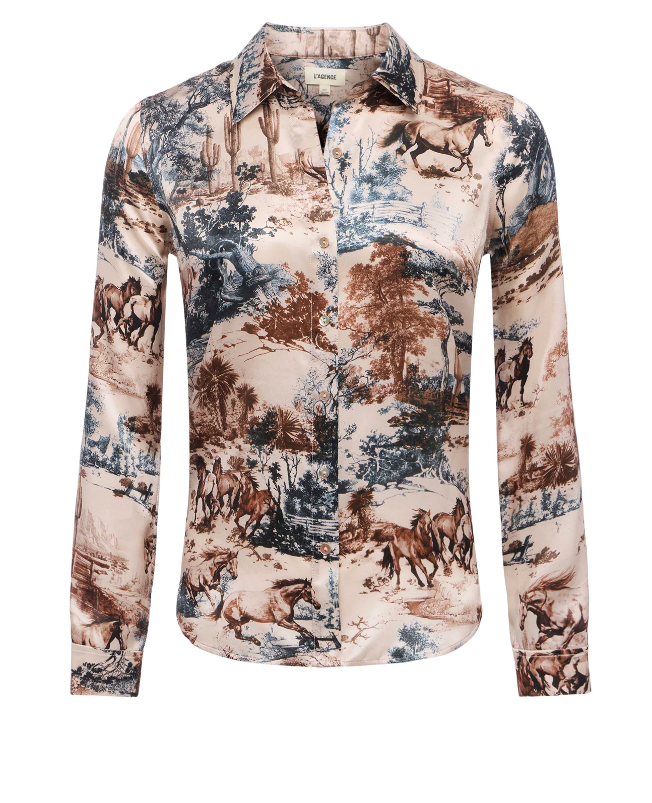 Tyler Long Sleeve Blouse in Tan Western Toile - Lukka Boutique