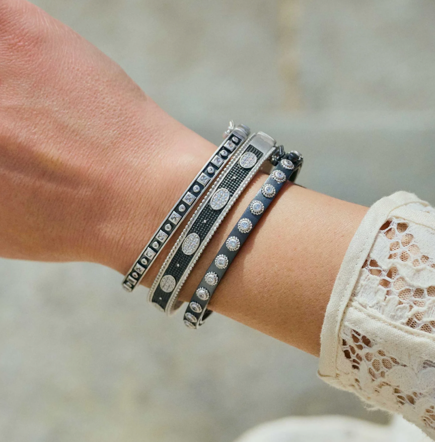 Studded Eternity Hinge Bangle - Lukka Boutique