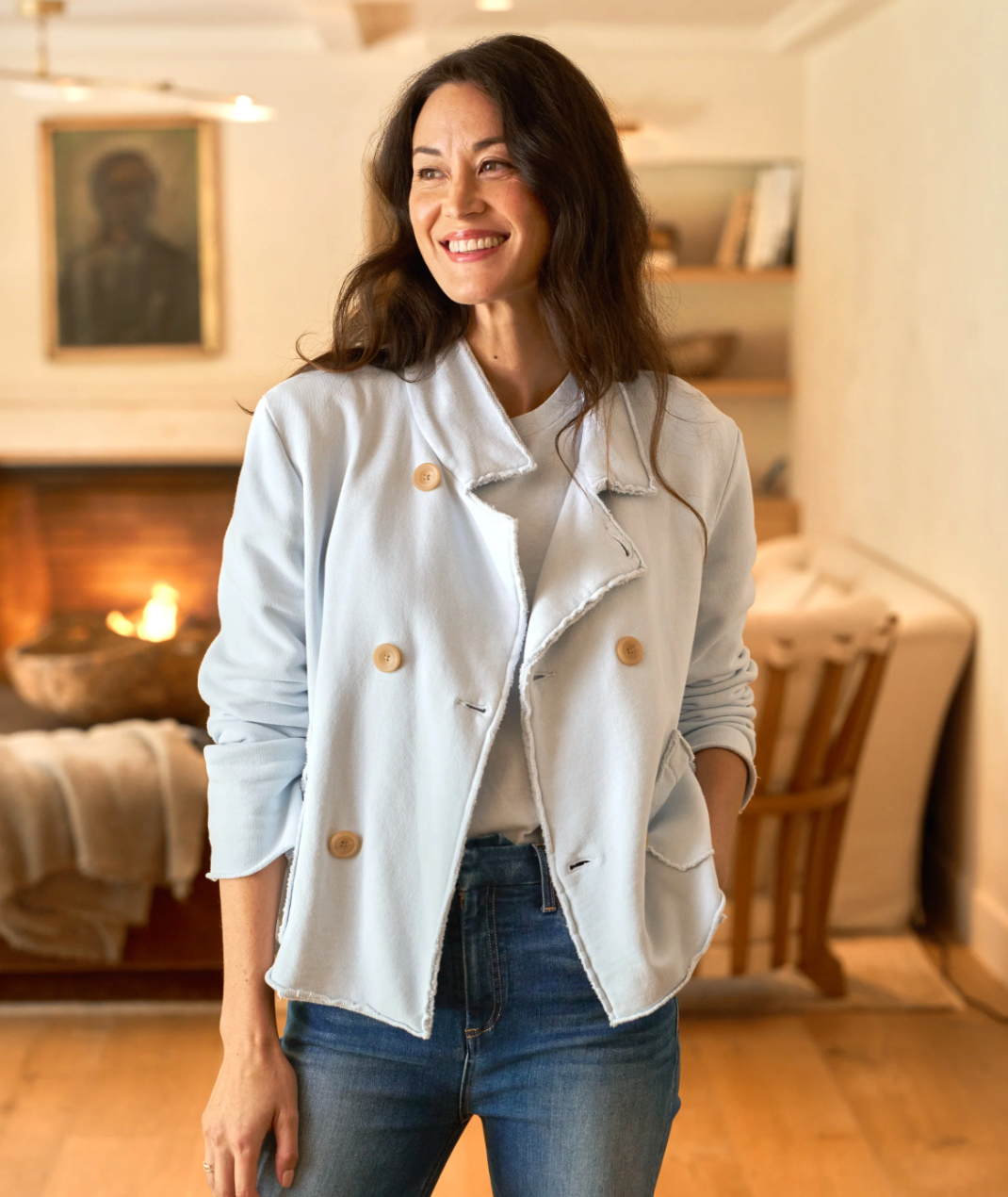 Mini Belfast Crop Peacoat in Ice - Lukka Boutique