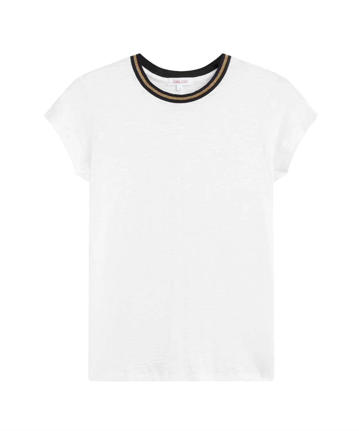 Short Sleeve Gold Tipped Ringer Tee - Lukka Boutique