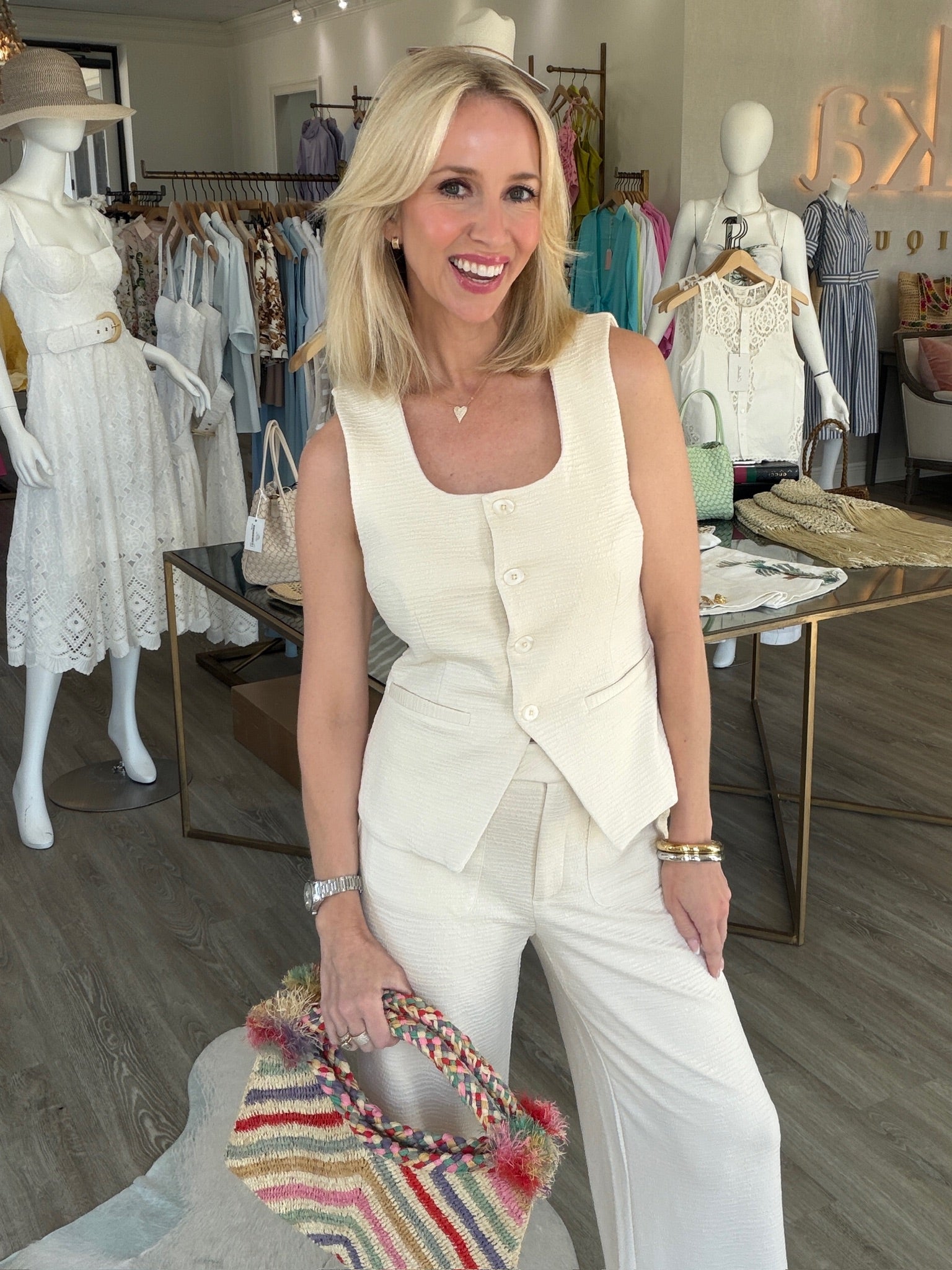 Kate Lumina Vest in Almond Milk - Lukka Boutique