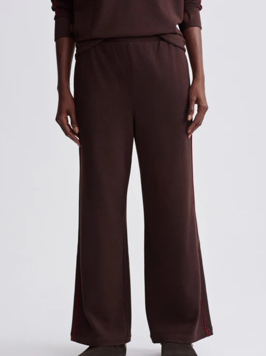 Brushed Rib Wide Leg Pant 30 in Red Chocolate Marl