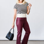 Kendra High Rise Crop Flare in Dark Port Coated - Lukka Boutique