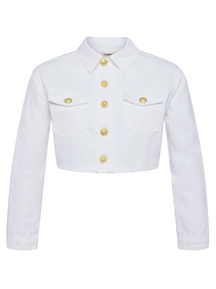 Genevie Crop Jacket in Blanc