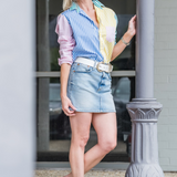 Eileen Relaxed Button-Up in Colorblock Stripe