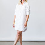 Mary Classic Shirtdress in White Tattered Denim - Lukka Boutique