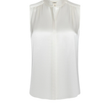 Phoebe Sleeveless Band Collar Blouse in Ivory