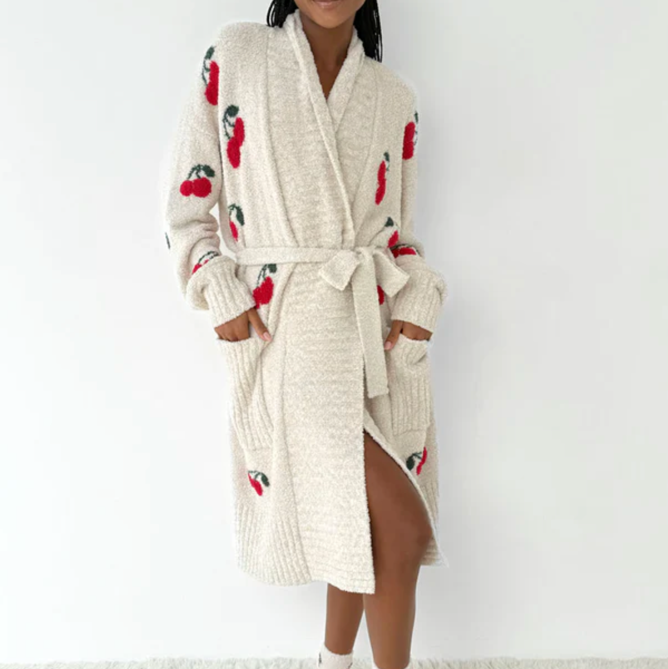 Fuzzy PJ Robe in Cherries - Lukka Boutique
