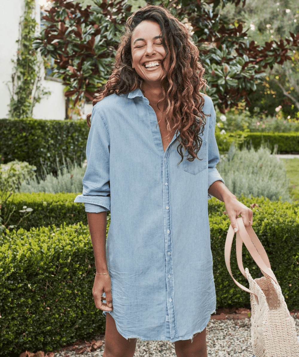 Mary Classic Shirtdress in Classic Blue Tattered