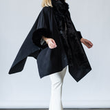 Cape with Fur Trim in Black