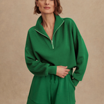 Hawley Half Zip Sweatshirt in Verdant Green - Lukka Boutique