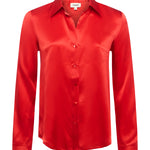 Tyler Long Sleeve Silk Blouse in Fire Engine Red - Lukka Boutique