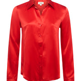Tyler Long Sleeve Silk Blouse in Fire Engine Red - Lukka Boutique