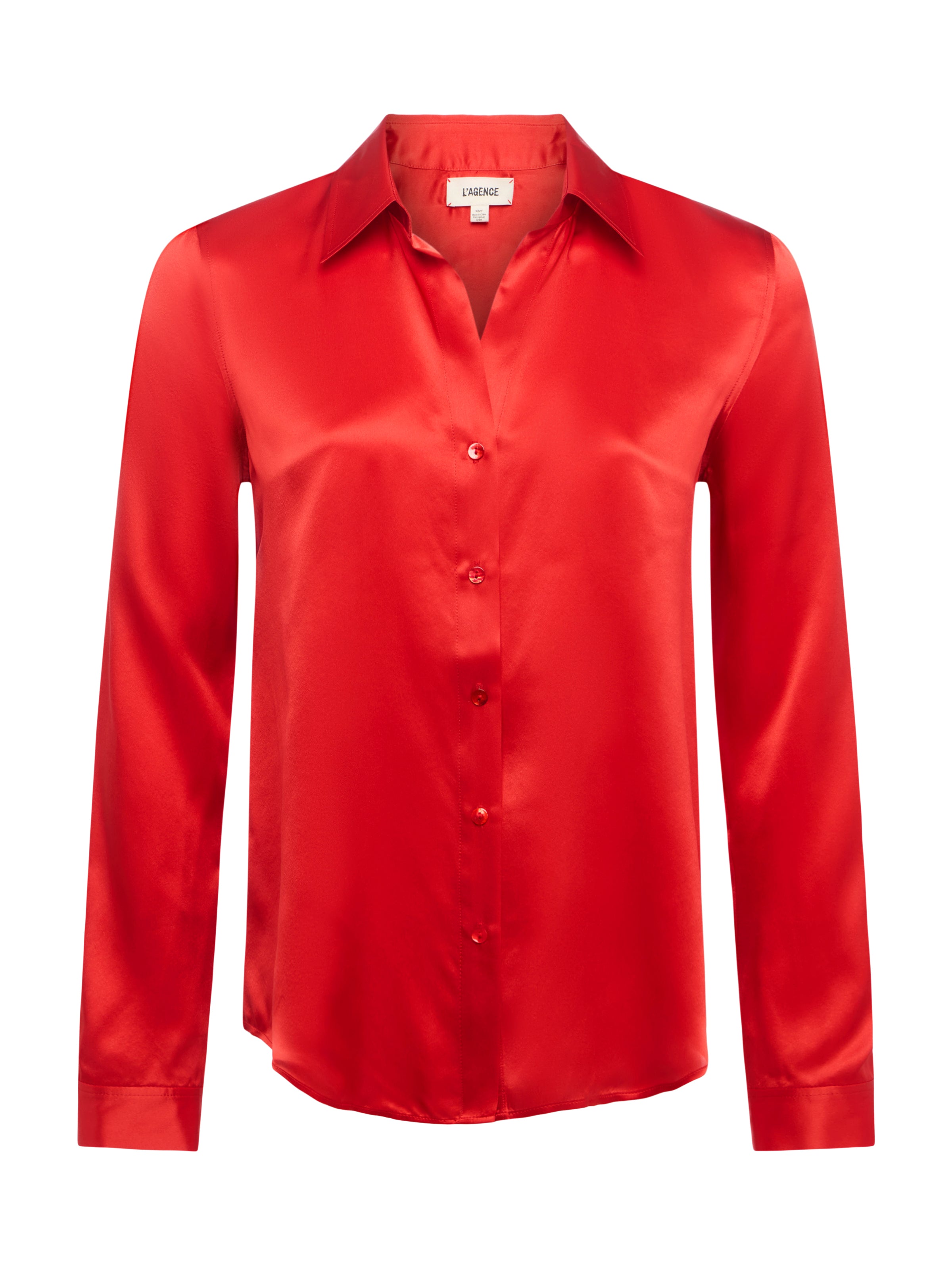 Tyler Long Sleeve Silk Blouse in Fire Engine Red - Lukka Boutique