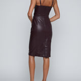 Halia Buckle Midi Dress in Dark Malbec - Lukka Boutique