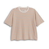 Perry NYC Crewneck Tee in Vintage White and Camel Stripe
