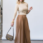 Novalynn Crop Pleated Pant in Cinnamon Swirl - Lukka Boutique