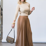 Novalynn Crop Pleated Pant in Cinnamon Swirl - Lukka Boutique