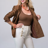 Colin Double Breasted Blazer in Sequoia Brown - Lukka Boutique