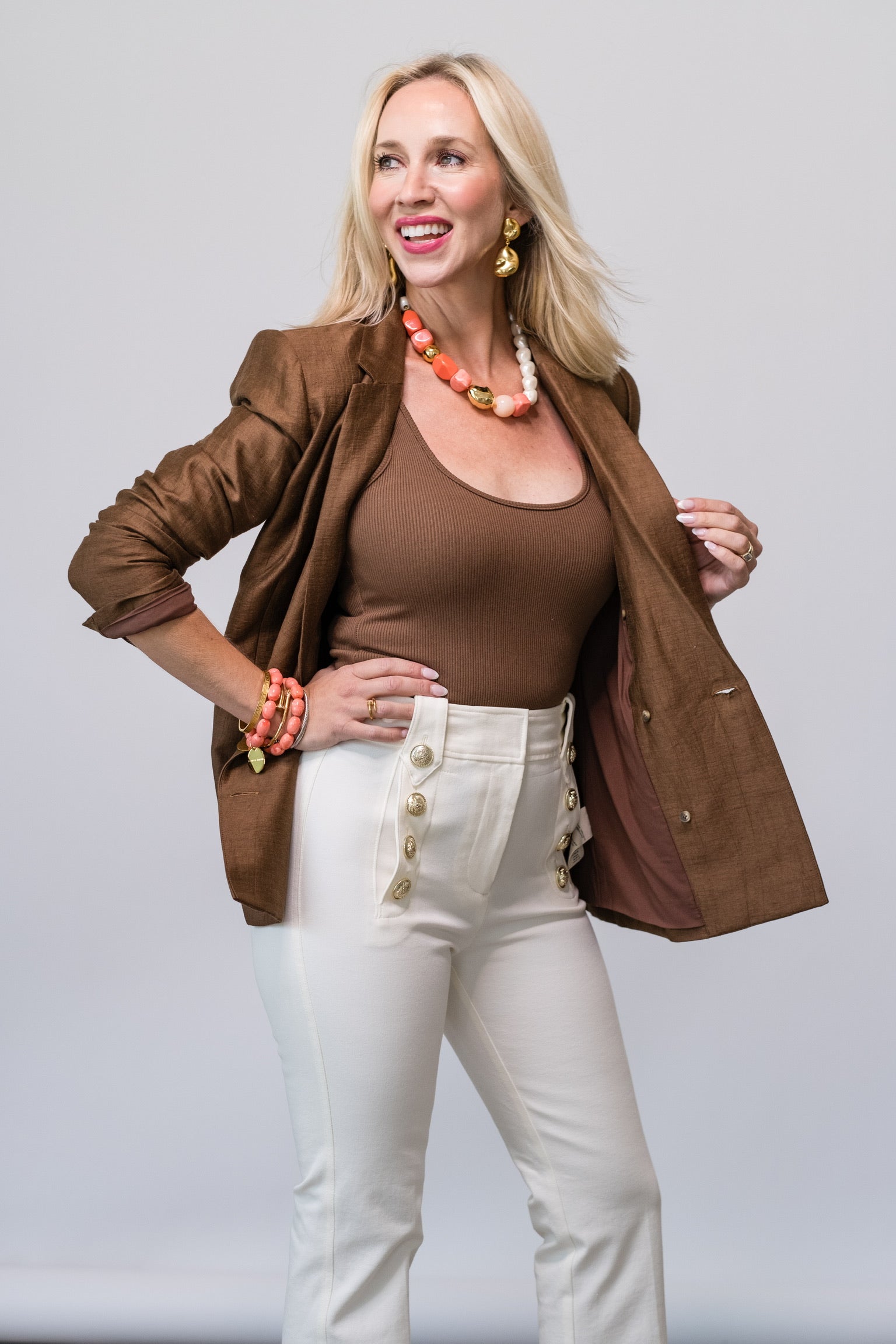 Colin Double Breasted Blazer in Sequoia Brown - Lukka Boutique