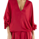 Krista Blouse in Scarlet Red - Lukka Boutique