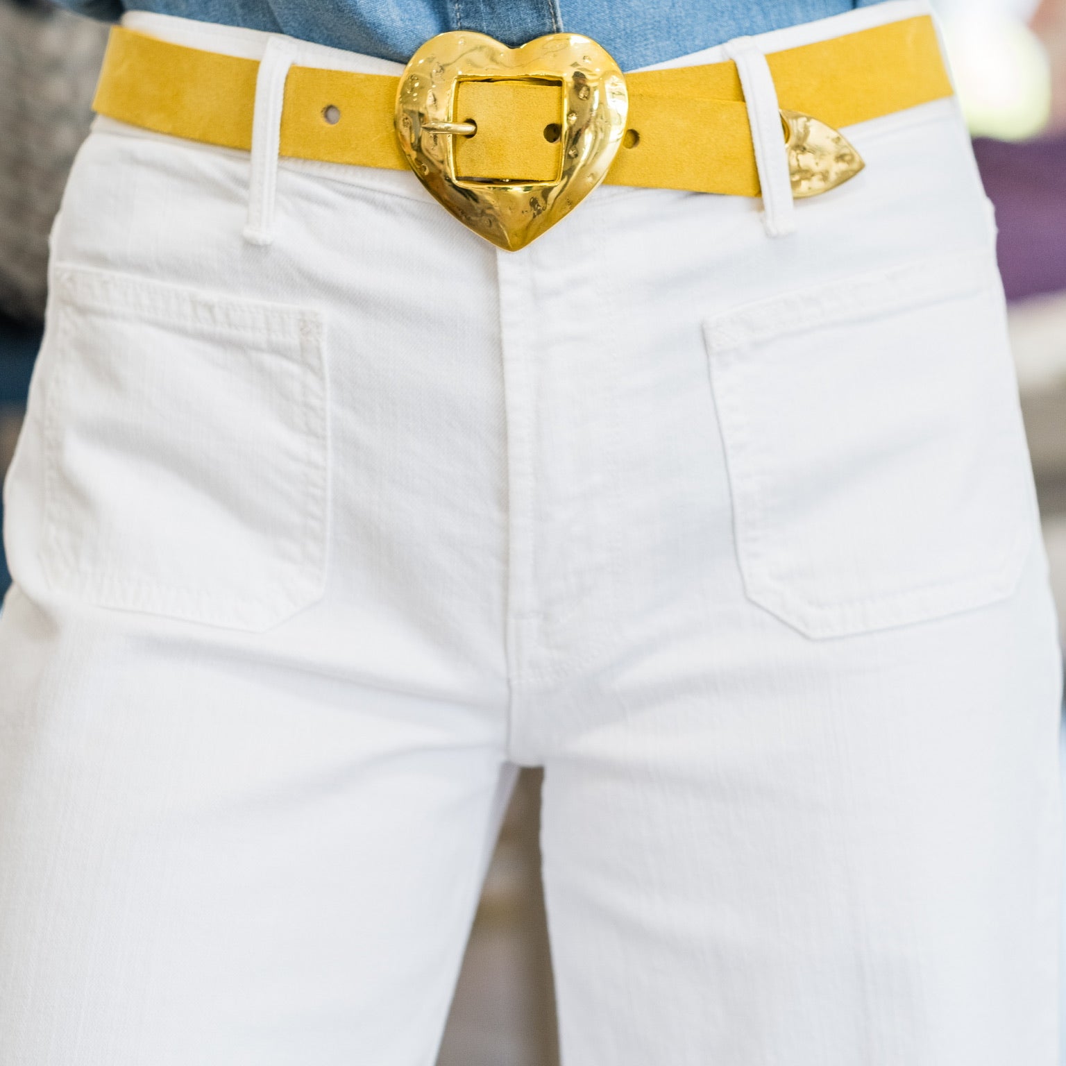 X- CS Yellow Heart Buckle Belt - Lukka Boutique