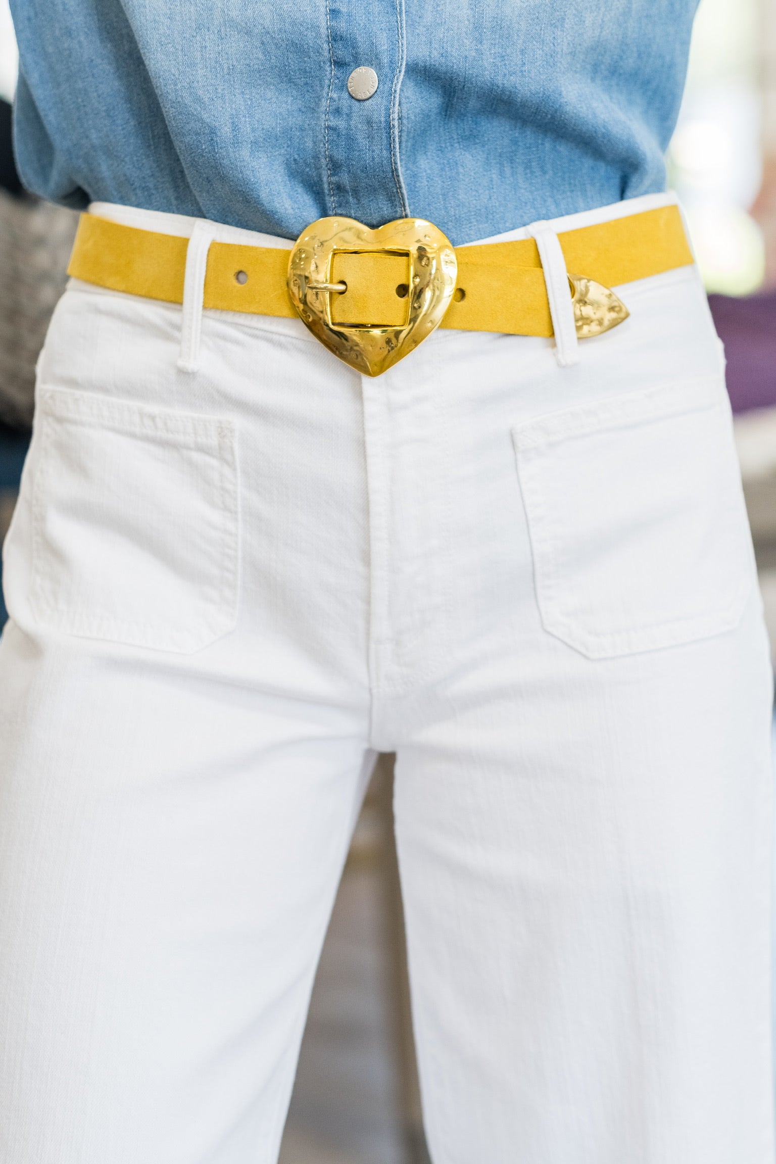 X- CS Yellow Heart Buckle Belt - Lukka Boutique