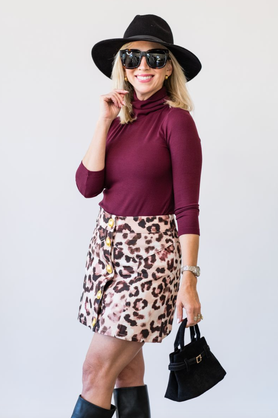 Aja Turtleneck in Dark Port - Lukka Boutique