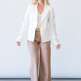 Toby One Button Jacket in Oyster - Lukka Boutique