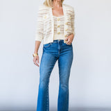 Ariadne Mixed Stitch Cardi in Ecru/Natural Multi