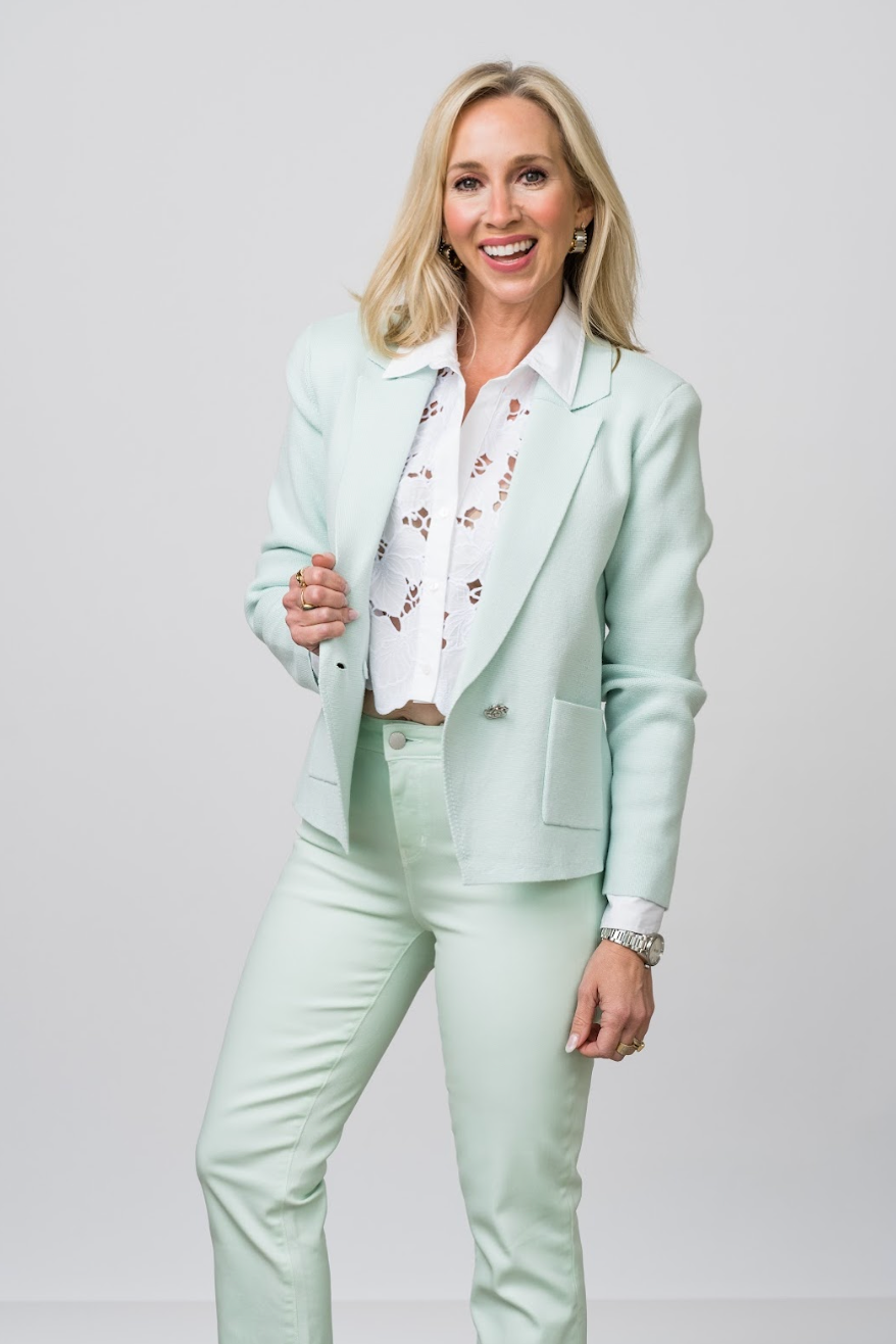 Sofia Knit Blazer in Pale Jade
