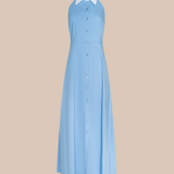 Maurie Halter Maxi Dress in Vitsa Blue/White - Lukka Boutique
