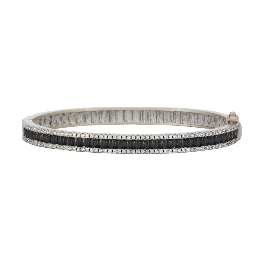Industrial Finish Ribbed Metro Hinge Bracelet - Lukka Boutique
