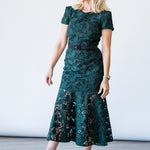 Tahila Tulip Garden Lace Dress in Dark Green - Lukka Boutique