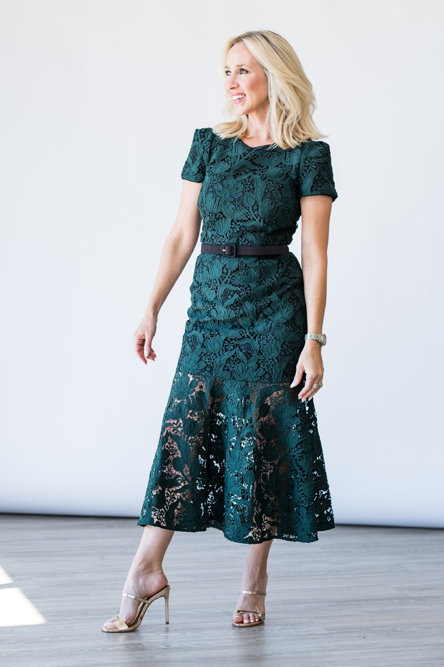 Tahila Tulip Garden Lace Dress in Dark Green - Lukka Boutique