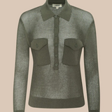 Carine Pointelle Collared Swtr