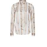 Tyler Long Sleeve Blouse in Ecru Multi Stud Belt Stripe