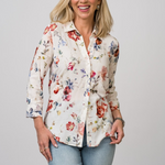 Camille 3/4 Sleeve Blouse in Watercolor - Lukka Boutique