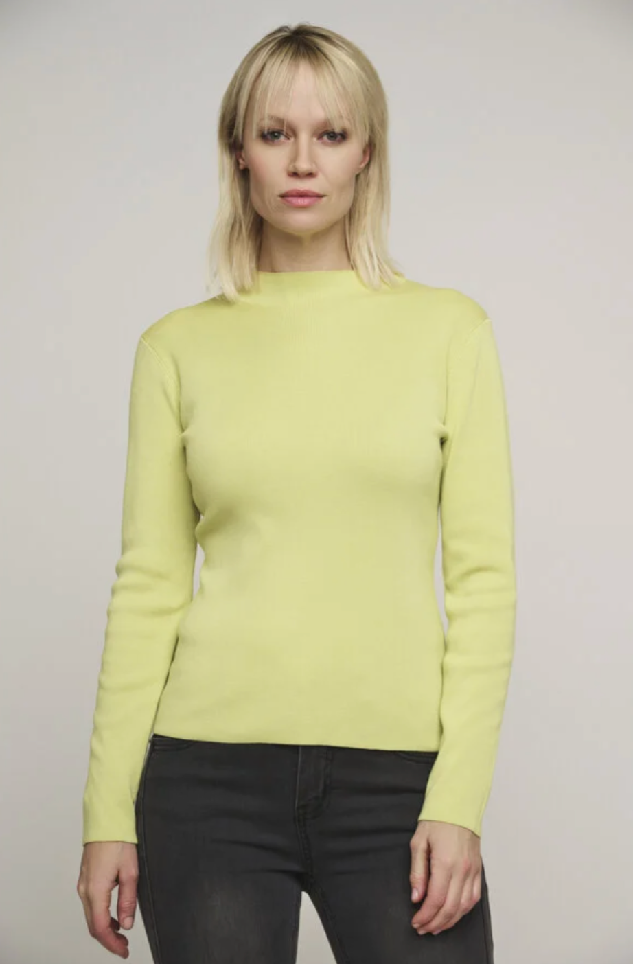 Eviva Mock Neck Sweater in Lemony